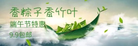 香粽子竹叶端午节黄绿banner图片
