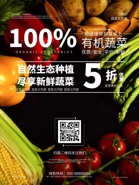 有机新鲜蔬菜促销打折海报