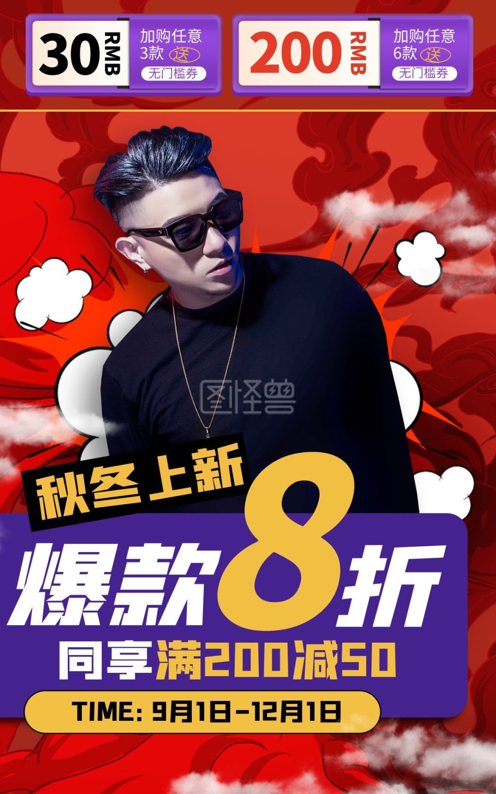 时尚潮流秋冬上新男装海报banner