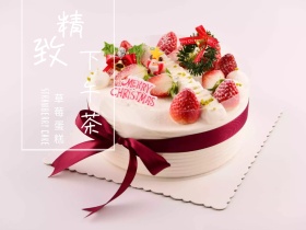 红色摄影草莓蛋糕促销公众号配图