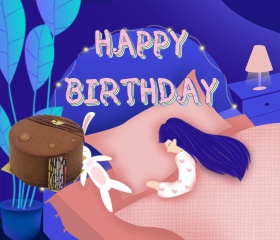 简约卡通系列生日祝福贺卡