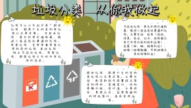 垃圾分类从你我做起粉色白色卡通手抄报