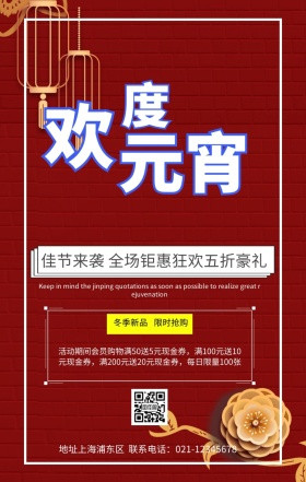 欢度元宵宣传促销狂欢海报