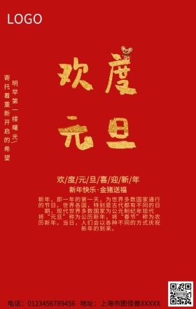 2019欢度元旦手机营销海报
