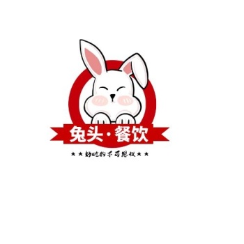 兔头餐饮logo红色卡通兔头餐饮logo