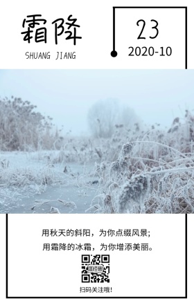 霜降季节节气雪文艺简约日签