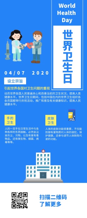 世界卫生日卫生小知识营销长图