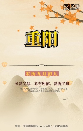 大气创意金色剪影重阳节手机营销海报