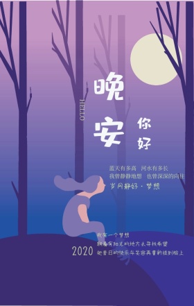 晚安你好岁月静好黑色简约手机海报