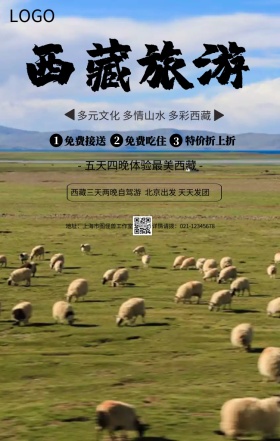简约摄影西藏拉萨旅游旅行春游手机海报
