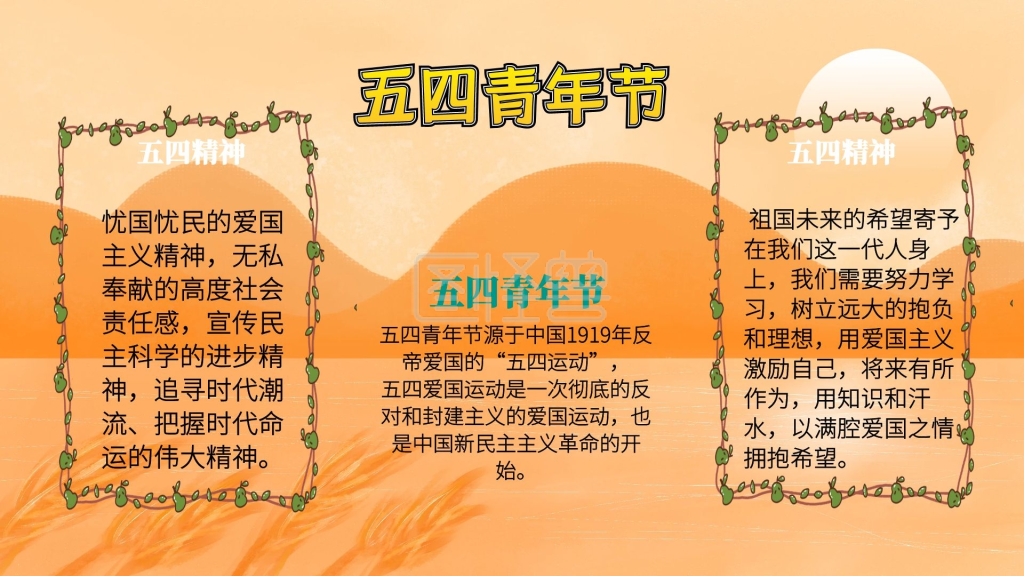 清新绿色五四青年节历史由来手抄报