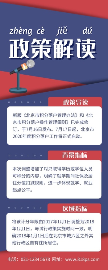 蓝色简约风政策解读长图素材营销长图