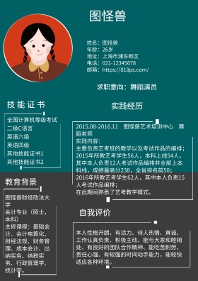 舞蹈演员求职简历