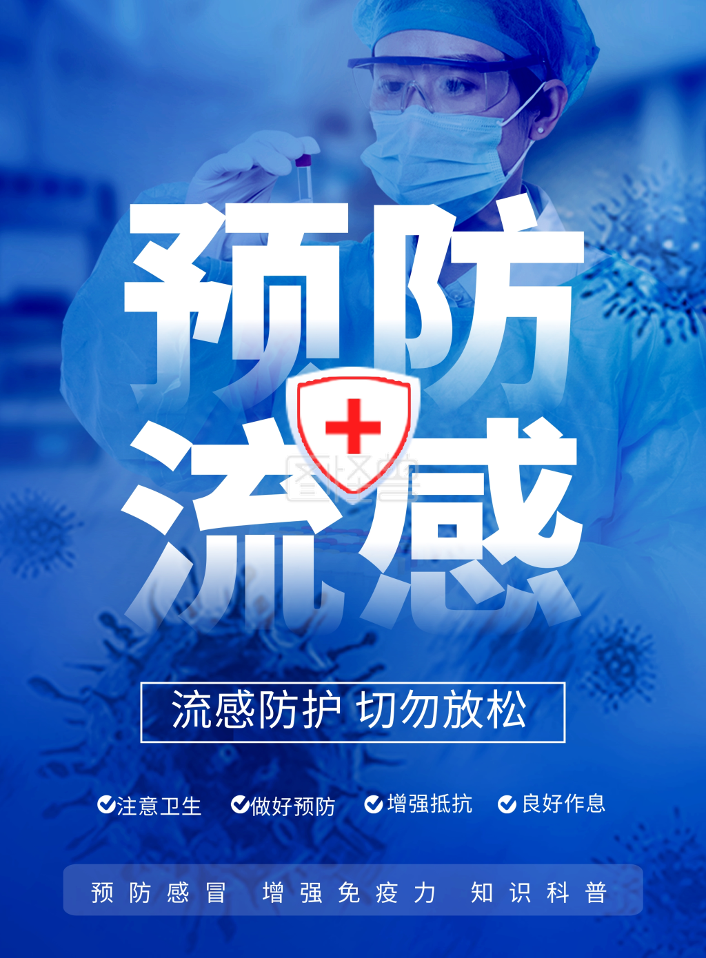 原创预防流感冒知识科普医疗印刷海报