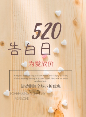 520表白日促销文艺简约海报模板