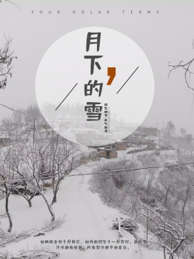 原创清新唯美月下的雪冬天文艺海报