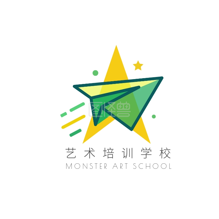 纸飞机-艺术培训学院纸飞机创意logo设计在线图片制作-图怪兽