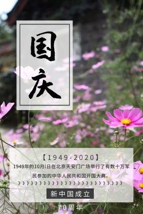 蓝色摄影国庆新中国成立69周年宣传公众号配图