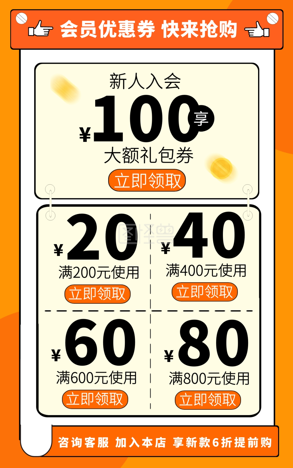 会员折扣专属秒杀优惠券活动电商竖版海报