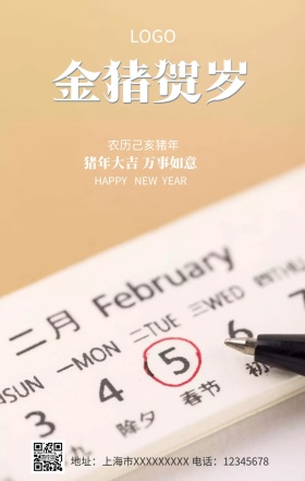 2019金猪贺岁大气创意手机营销海报