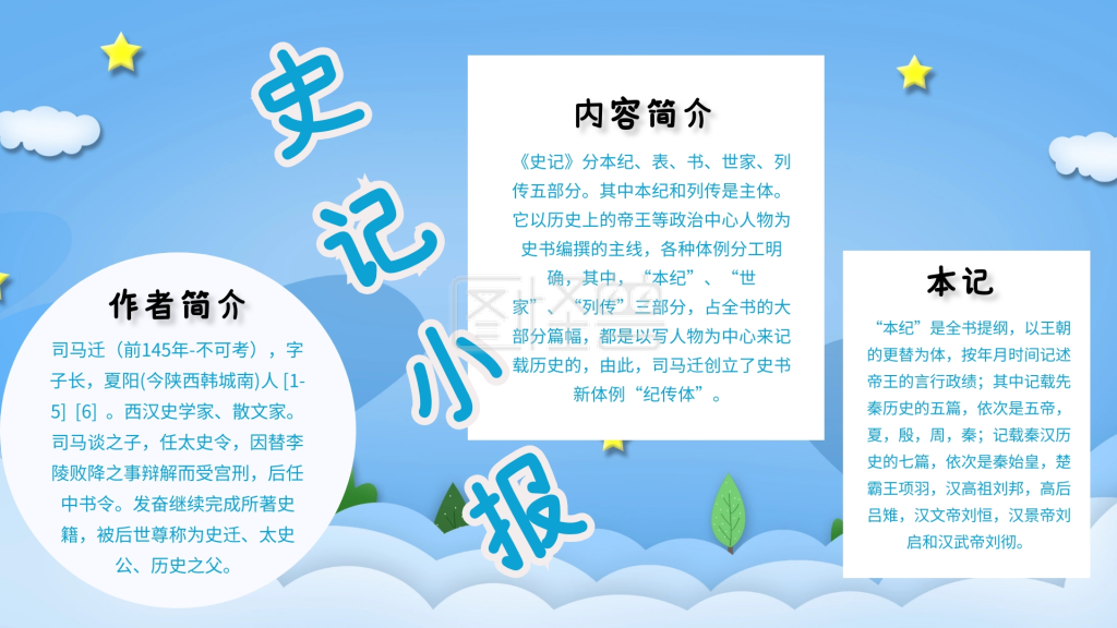 史记小报卡通科普小报