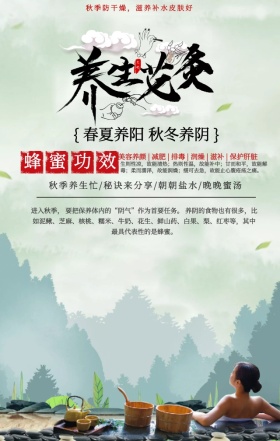 中国风蜂蜜秋季滋补养生宣传手机海报