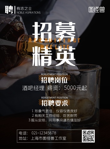 酒吧招聘海报