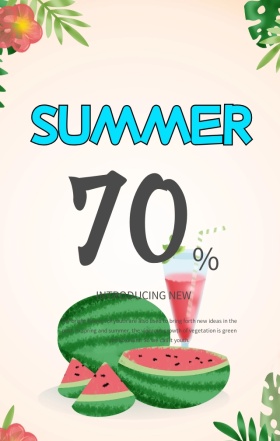 夏日清凉小清新冰爽手机海报