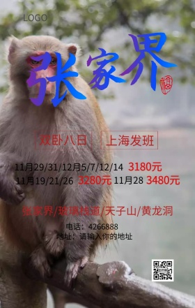 纯玩最美张家界风景旅游海报