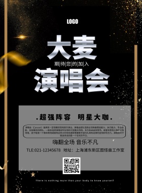 大麦演唱会炫酷简约大气印刷海报