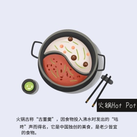美食火锅简介简约白色方形配图
