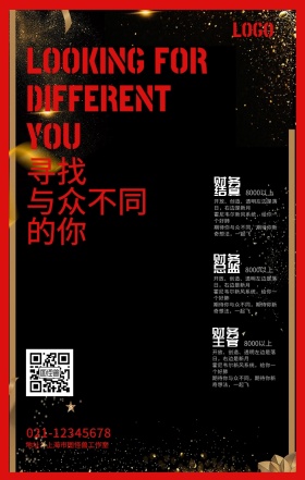 寻找与众不同的你春招招聘手机海报