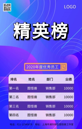 2018年度总结大会光荣榜排行榜主题海报