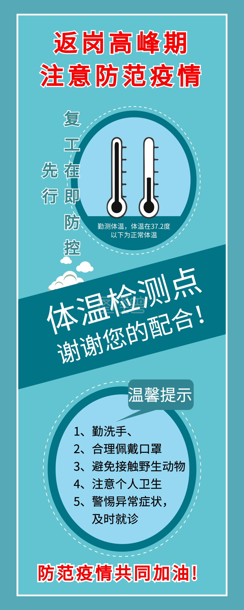 体温检测点提示展架