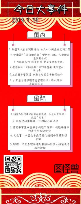 今日大事件新闻红色白色活泼营销长图