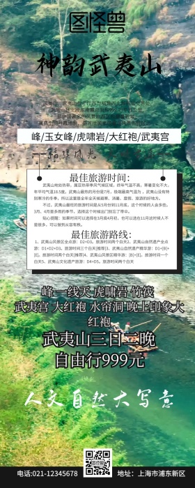 景区底图介绍武夷山旅游黑色摄影营销长图