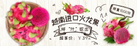 米白色手绘风水果火龙果淘宝电商天猫海报banner