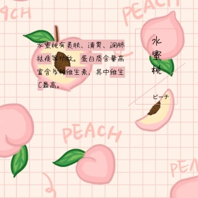 水果水蜜桃简约白色方形配图