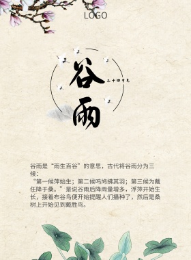 中国风二十四节气谷雨海报