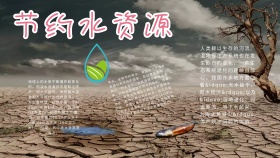 卡通创意扁平节约水资源黑板报手抄报