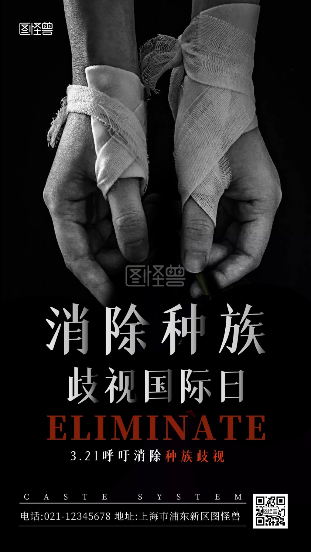 321消除种族歧视国际日摄影图手机海报