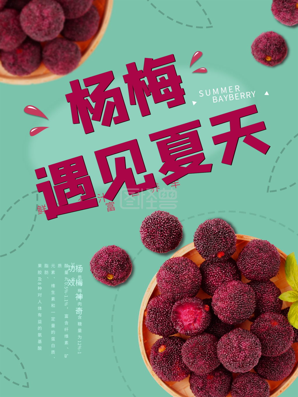 夏天杨梅水果海报设计