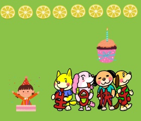 卡通简约绿色生日祝福贺卡