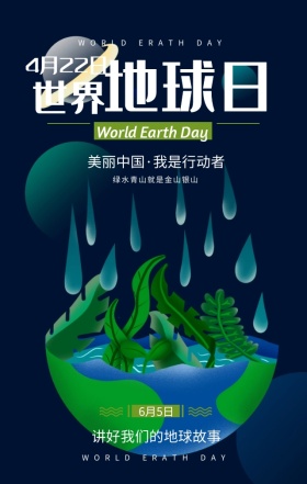 世界环境日绿水青山绿色清新手机海报