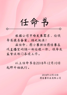 2018流行渐变水墨文雅任命书