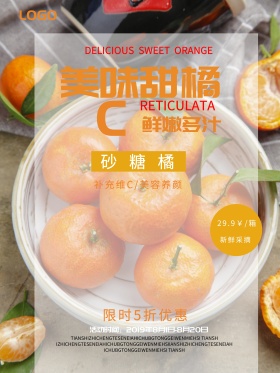 简约小清新橘子水果海报