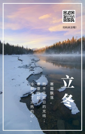 立冬冬季季节节气白雪梅花文艺简约日签