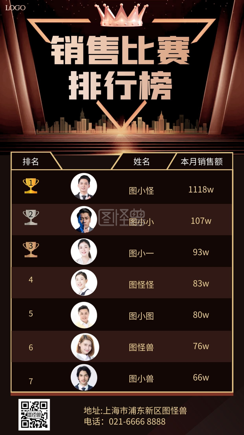 销售排名-销售比赛排名排行榜黑金手机海报 在线图片制作-图怪兽