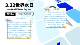 蓝色简约世界水日宣传手抄报