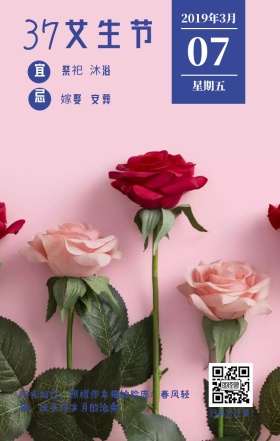 37女生节立体风日签